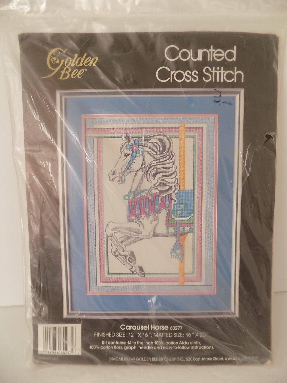 Golden Bee Carousel Horse Counted Cross Stitch Kit 60277 12" X 16" NEW